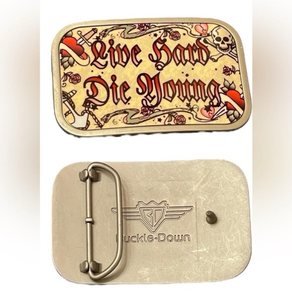 BUCKLE DOWN Live Hard Die Young belt buckle